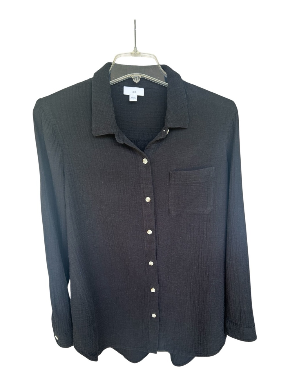 J. Jill Black Button-Down Long-Sleeve Shirt